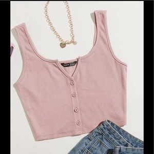 NWOT Shein Light Pink Button Up Crop Top Size M